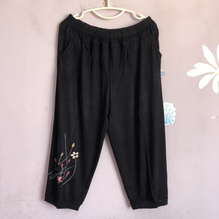 100-200斤莫代尔女七分裤九分加肥大码妈妈八分阔腿夏薄中老年