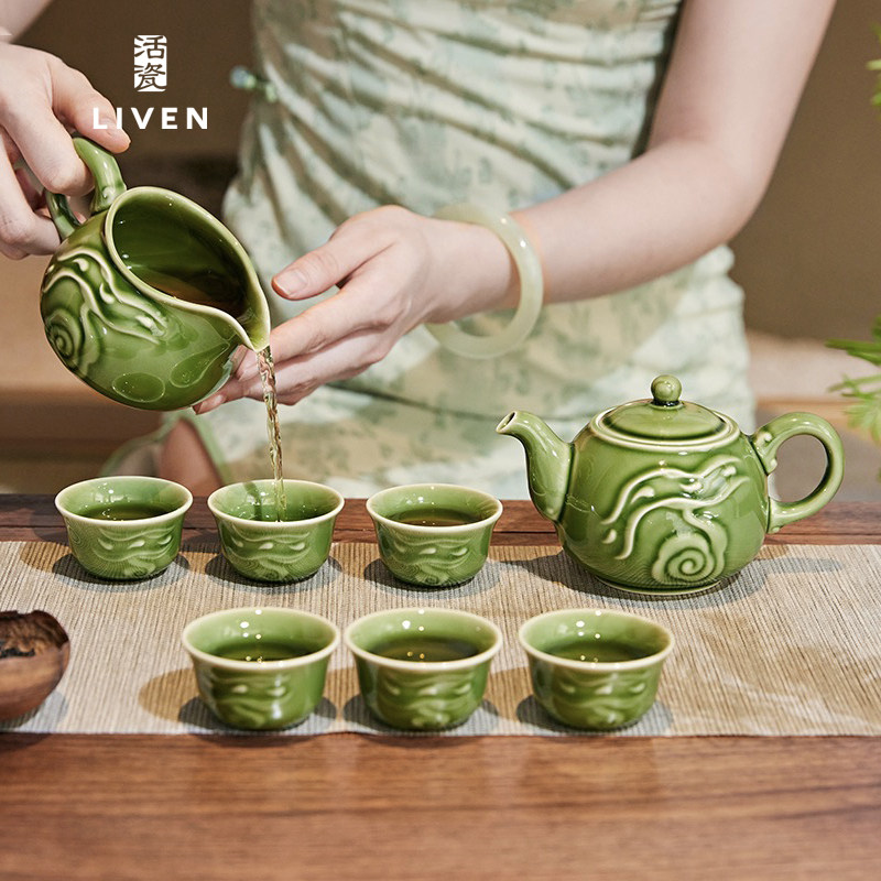 乾唐轩活瓷行云流水茶具