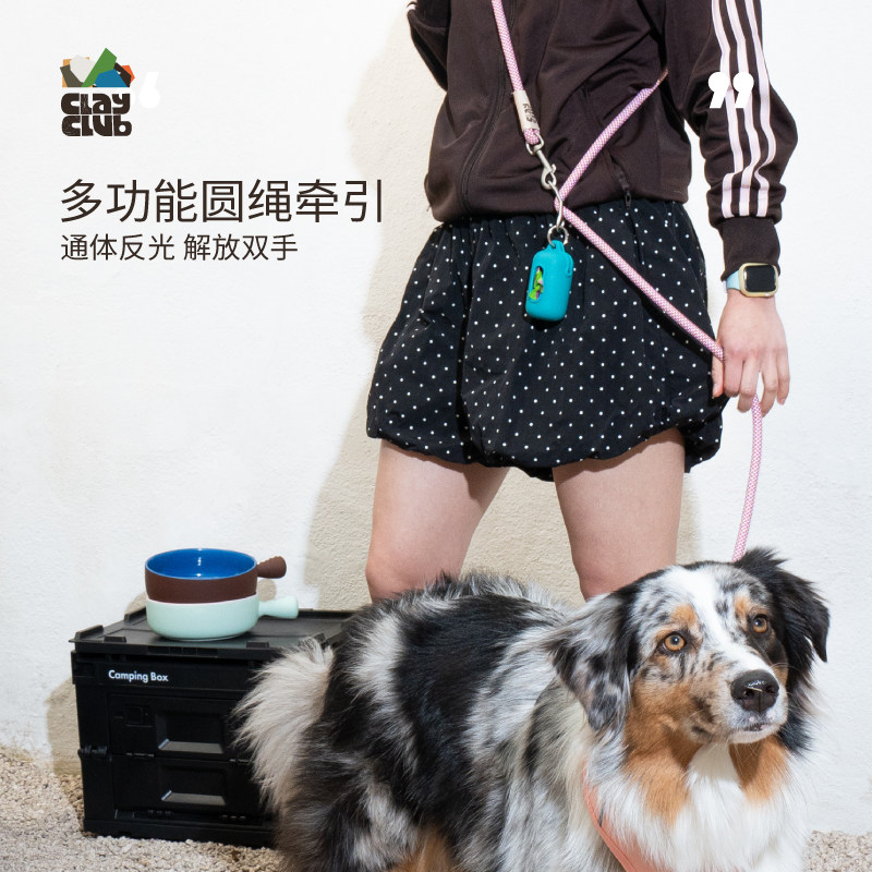 韩国puppygallery宠物胸背牵引多功能圆绳发光牵引绳遛狗解放双手