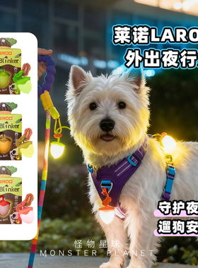 Laroo莱诺榛子狗狗发光吊坠宠物灯夜光项圈夜晚出行防走失遛狗灯