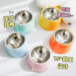 super休普防滑倾斜狗碗 宠物碗不锈钢狗碗猫碗狗食盆护颈斜口饭碗