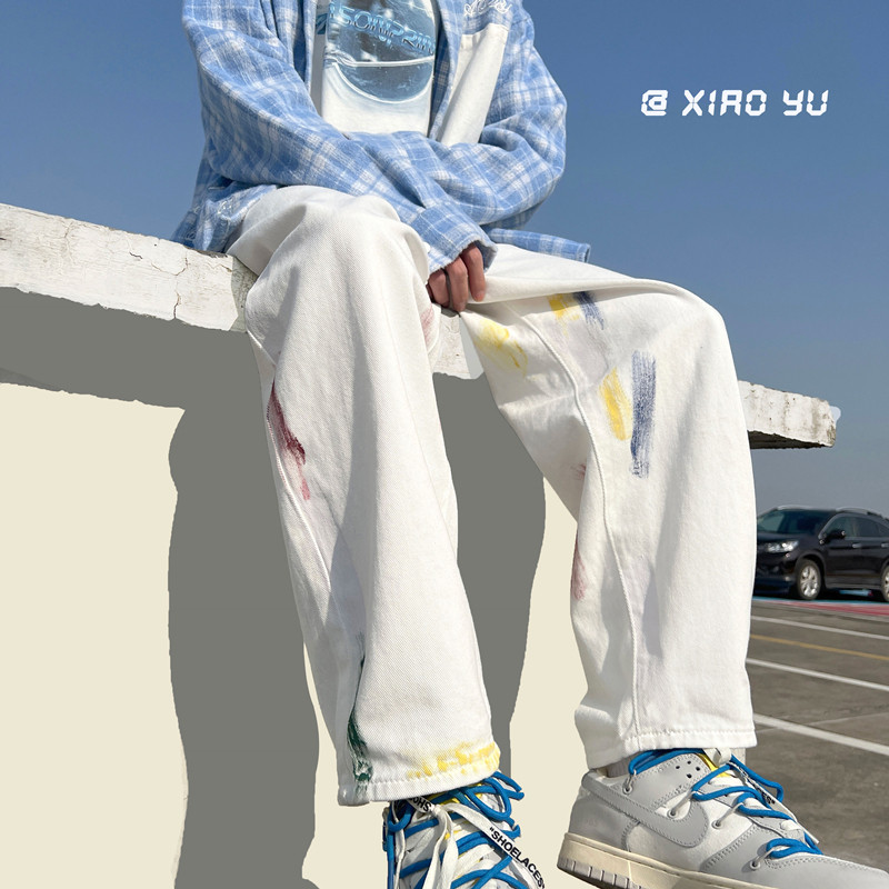 春季新款宽松百搭泼墨牛仔裤TY1112P55控68,男装牛仔裤,星座512A（原616）