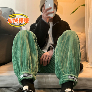 冬季新款粗条灯芯绒魔术贴加绒加厚宽松休闲裤 TY251 P65控78图片