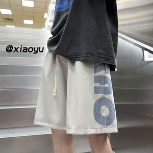 XZ616 新款宽松百搭大字母印花冰丝裤休闲五分裤 TY352 P35控48图片