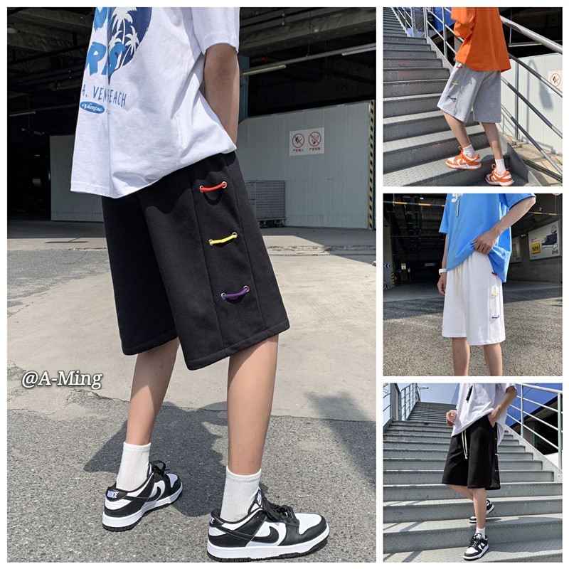 夏季宽松潮流ins宽松百搭彩绳五分卫裤休闲短裤TY118P30控39,男装休闲裤,星座512A（原616）