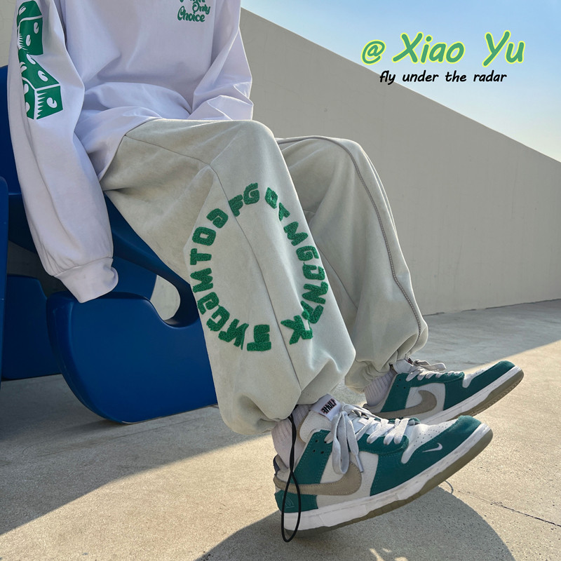 春季新款宽松百搭植绒休闲九分裤卫裤TY305P55控68,男装休闲裤,星座512A（原616）
