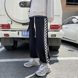 早秋季宽松百搭潮牌拼接格子休闲九分卫裤TY030P50控68，男装休闲裤，星座512A（原616）