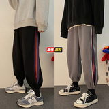港风新款百搭条纹拉链加绒卫裤TY044，男装休闲裤，星座512A（原616）