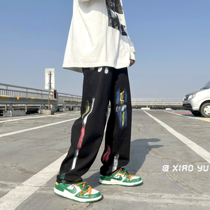 春季新款宽松百搭泼墨牛仔裤 TY1112 P55控68图片