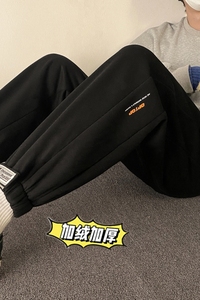 港风新款百搭笑脸魔术贴加绒卫裤 TY046 P55控68图片