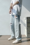 夏季破洞宽松直筒牛仔裤TY137P45控58，男装牛仔裤，星座512A（原616）