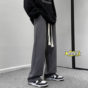 新款秋冬季高接宽绳加绒休闲拖地卫裤TY236加绒-68,粉色卡通毛衣搭配图片