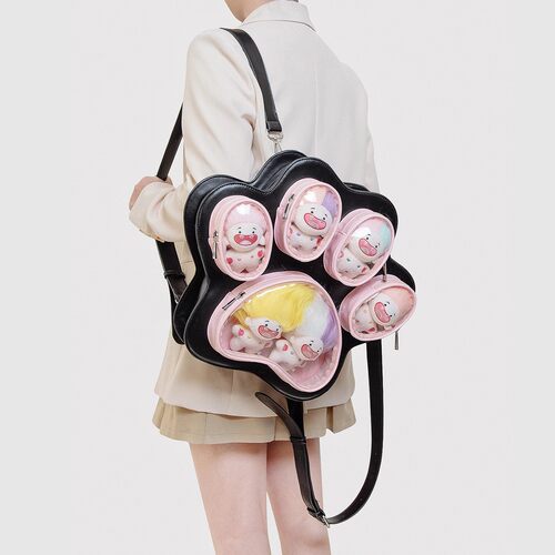 2025新款多痛层猫爪子日系可爱少女痛包洋气百搭大容量斜挎双肩包