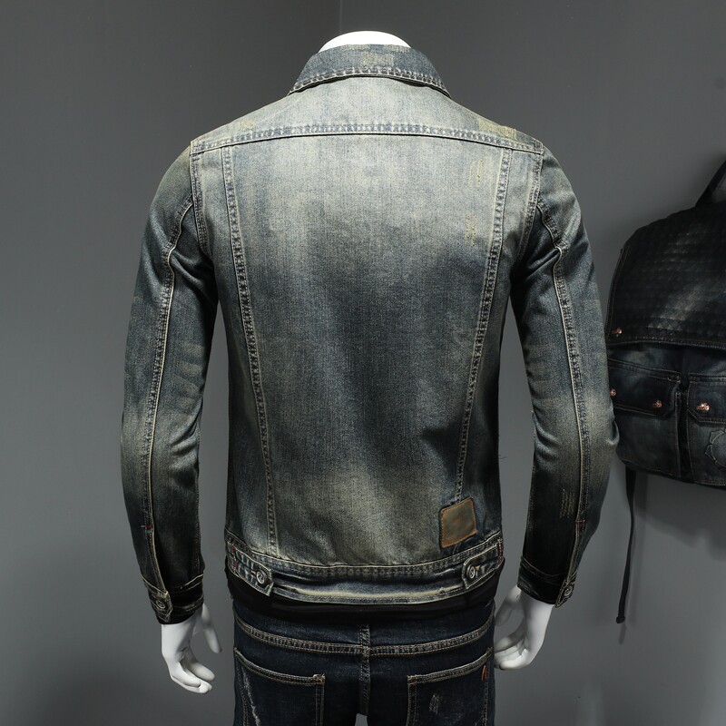 秋天730/H4000/P195高品质牛仔衣复古色拉链牛仔服,男装工装外套,钱塘730-1