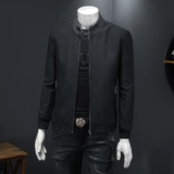 轻奢暗纹夹克高端拉链款口袋拉链立领秋休闲夹克X8812/P135，男装夹克，钱塘730-1