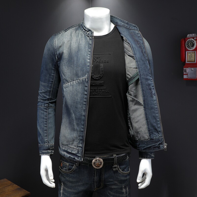 QT5027/H06369/P215机车款品质牛仔上衣男拉链,男装夹克,钱塘730-1