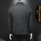 休闲暗纹夹克高端领刺绣翻领秋冬夹克A09/P145灰底，男装夹克，钱塘730-1