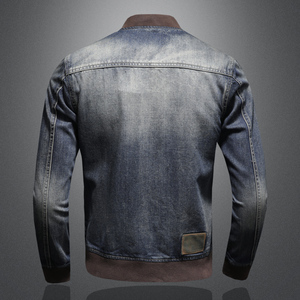 新款个性棒球领牛仔服男士拉链夹克外套5027/H0387/P195图片