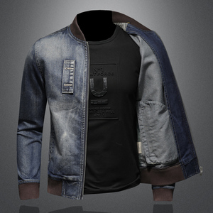 新款个性棒球领牛仔服男士拉链夹克外套5027/H0387/P195图片