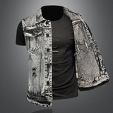 730/MJ5172/P155雪花水洗牛仔马甲男修身款外贸2024，男装背心/马甲，钱塘730-1