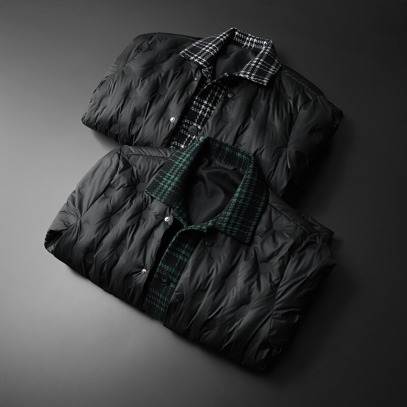 新风格冬新款呢料拼接假两件羽绒服男士修身好T88027/P280图片