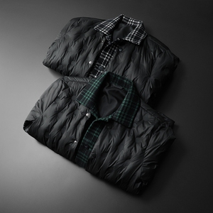 新风格冬新款呢料拼接假两件羽绒服男士修身好T88027/P280图片