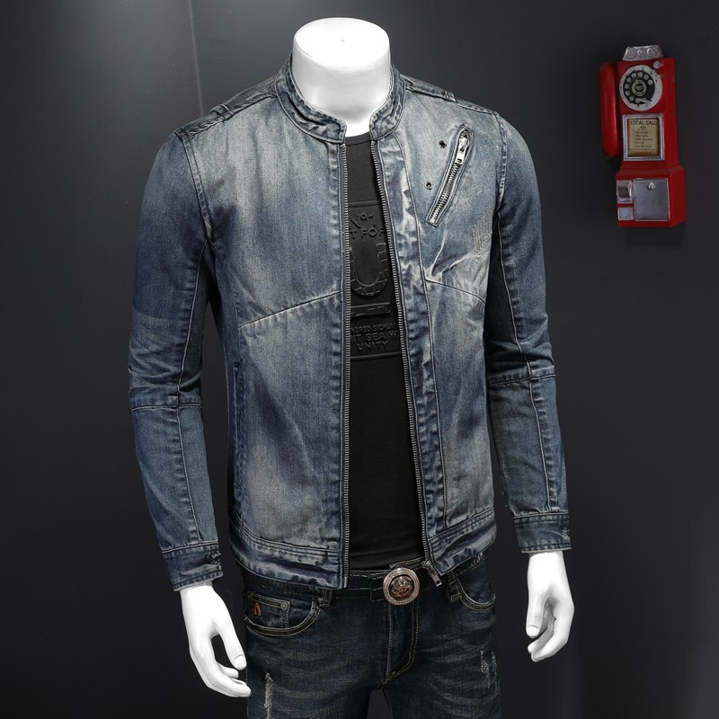 QT5027/H06369/P215机车款品质牛仔上衣男拉链,男装夹克,钱塘730-1