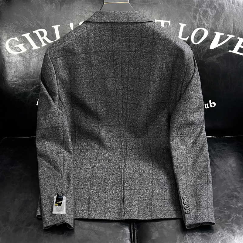 XZ88132/P175新羊毛混纺西服外套男商务休闲单西上衣格子暗纹,男装西服,钱塘730-1