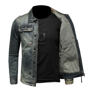 730/H4000/P195 高品质牛仔衣 复古色拉链牛仔服男图片