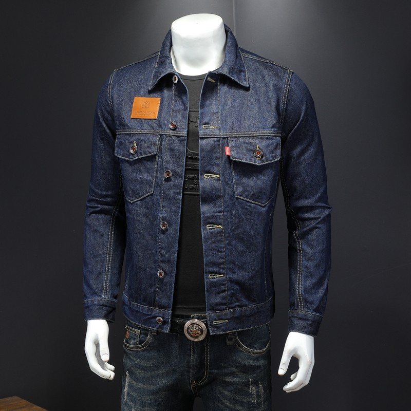 730/D9914/P145深蓝色简约牛仔外套男品质好常年备货,男装工装外套,钱塘730-1