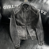 秋季新款复古黑色个性立领拉链牛仔外套H0814/P195有大货，男装夹克，钱塘730-1