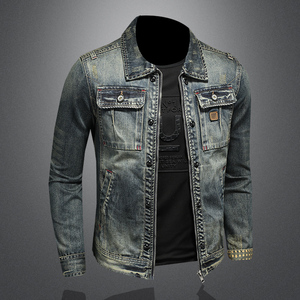 730/H4000/P195 高品质牛仔衣 复古色拉链牛仔服男图片