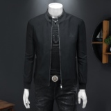 轻奢暗纹夹克高端拉链款口袋拉链立领秋休闲夹克X8812/P135，男装夹克，钱塘730-1