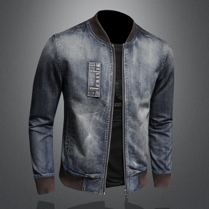 新款个性棒球领牛仔服男士拉链夹克外套5027/H0387/P195图片