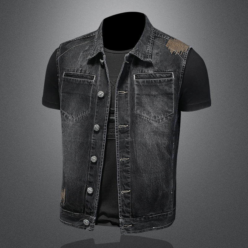 QT5027/MJ8059/P155新款刺绣黑色牛仔马甲背心有大码，商品下架区商品下架区，钱塘730-1