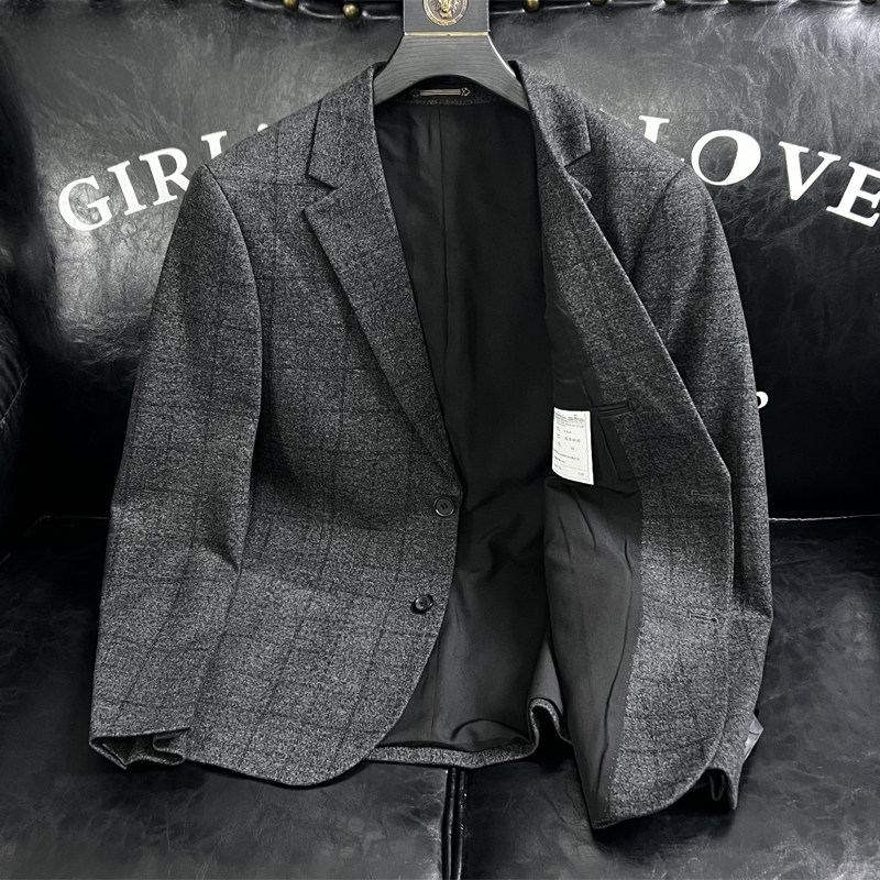 XZ88132/P175新羊毛混纺西服外套男商务休闲单西上衣格子暗纹,男装西服,钱塘730-1