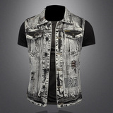 730/MJ5172/P155雪花水洗牛仔马甲男修身款外贸2024，男装背心/马甲，钱塘730-1