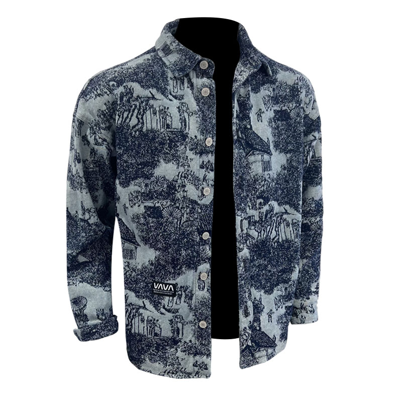 QT5027/W68228/P150花衬衣情侣同款宽松衬衣潮流复古图腾,男装衬衫,钱塘730-1