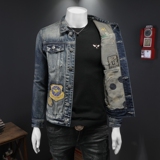 730/H06024/P225新款贴布刺绣潮流牛仔上衣男背后298，男装工装外套，钱塘730-1