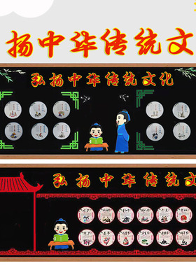 弘扬中华传统文化节日主题黑板报装饰墙贴教室布置中国风班级布置