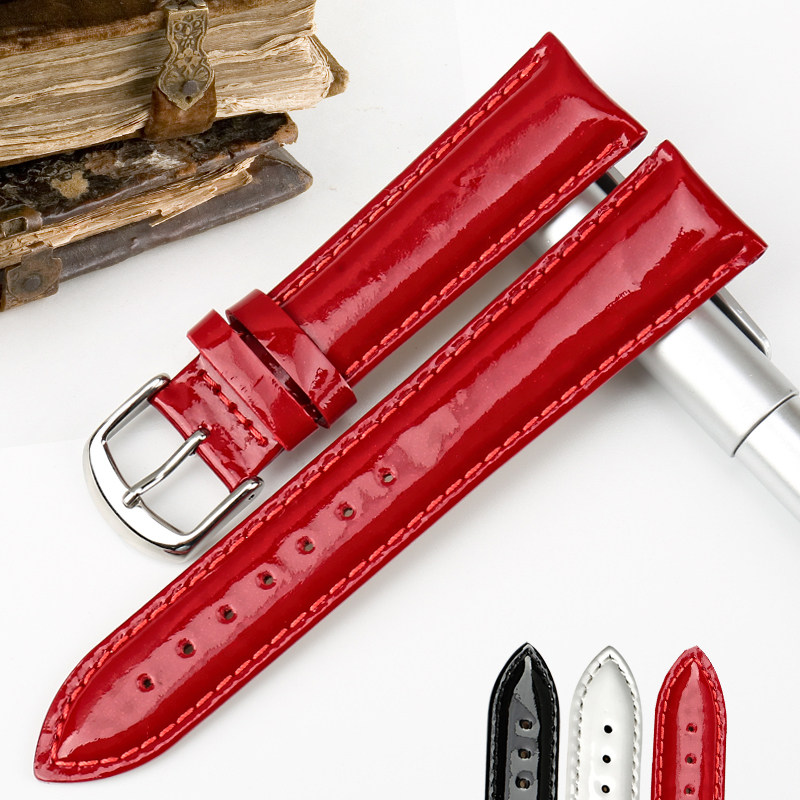 Patent leather strap The first layer Calfskin Watch strap Ladies watch chain Watch strap Leather strap Shiny leather strapin the Wristwatch , Fitting  category - from Buy2taobao.com to provide professional Taobao agent buy service