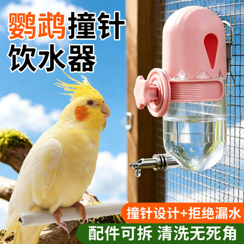 鹦鹉撞针水壶不锈钢专用品虎皮自动喂水器小太阳玄凤鸟用饮水神器
