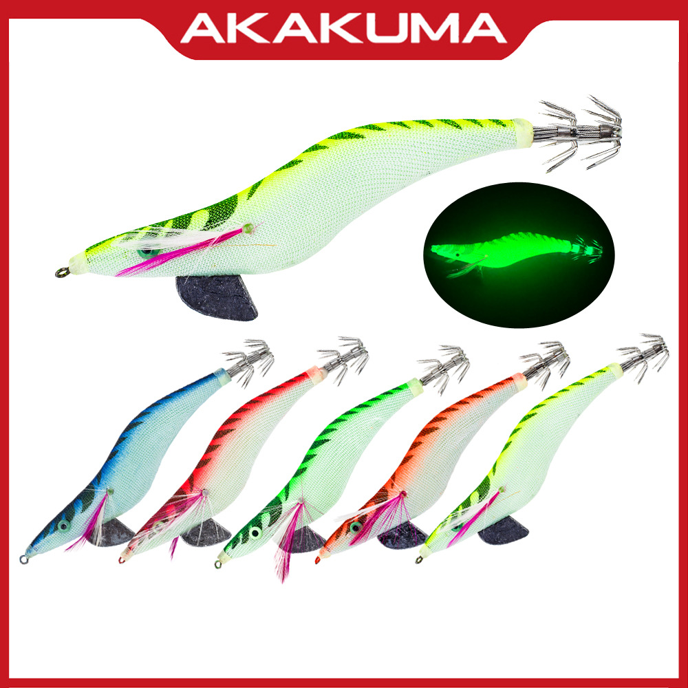 夜光鱿鱼木虾海钓鱿鱼饵硬质路亚鱼饵大号木虾乌贼墨鱼饵跨境