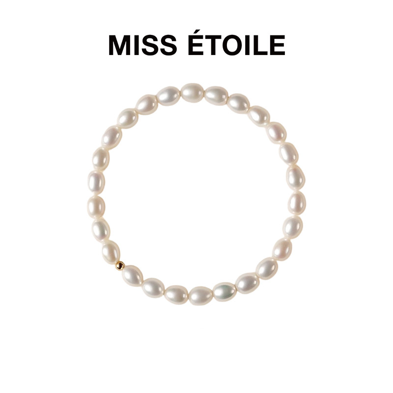 圣诞礼物天然淡水小米珠珍珠手链女弹力复古百搭小众气质高级串珠