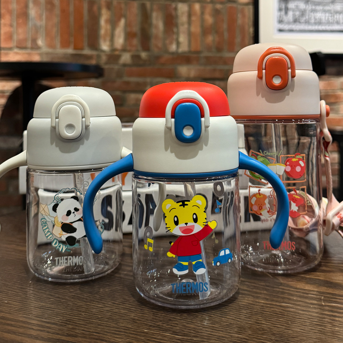 膳魔师儿童水杯吸管杯宝宝泡奶幼儿园夏季外出携带喝水壶带刻度