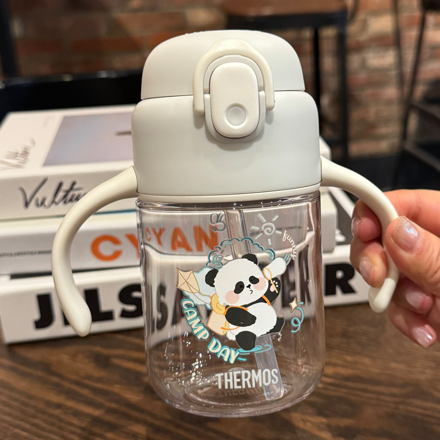 膳魔师儿童水杯吸管杯宝宝泡奶幼儿园夏季外出携带喝水壶带刻度