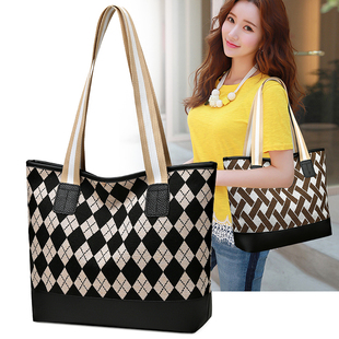 新款韩版托特女包尼龙牛津布印花包简约单肩包休闲百搭手提大包包