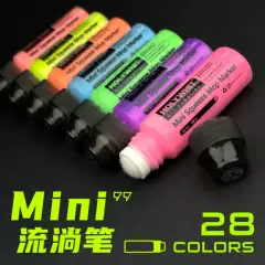 28-Color Mini Graffiti Flow Pen, Mini Paint Fluorescent Drawing Pen, Waterproof Marker Pen, Refillable for Repeated Use