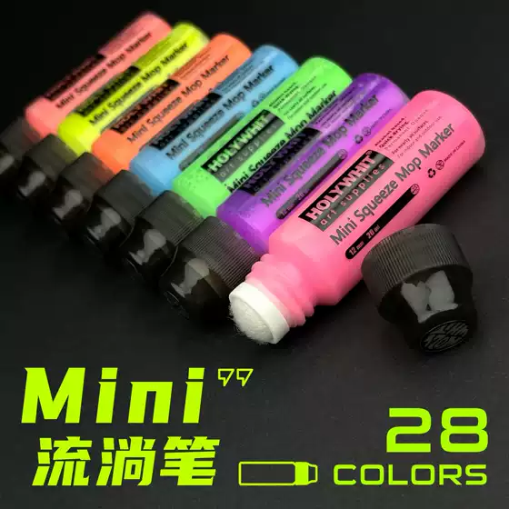 28-Color Mini Graffiti Flow Pen, Mini Paint Fluorescent Drawing Pen, Waterproof Marker Pen, Refillable for Repeated Use
