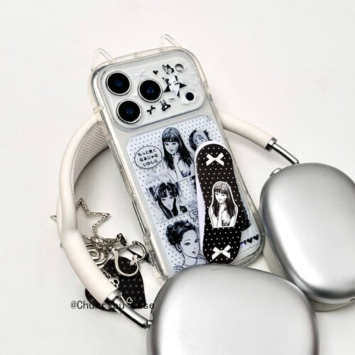 春日部防卫队Fighting｜小众暗黑风动漫卡通伊藤润二川上富江适用苹果17/16promax猫耳手机壳iphone15/14/13